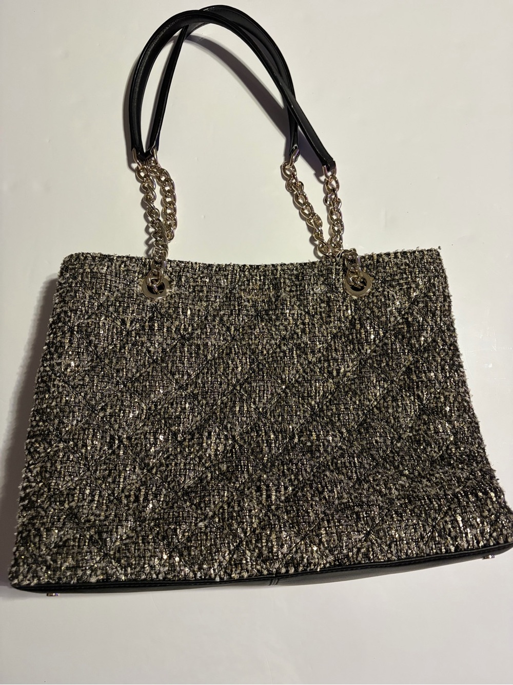 kate spade Black Tweed Shoulder Bag with Metallic Accents